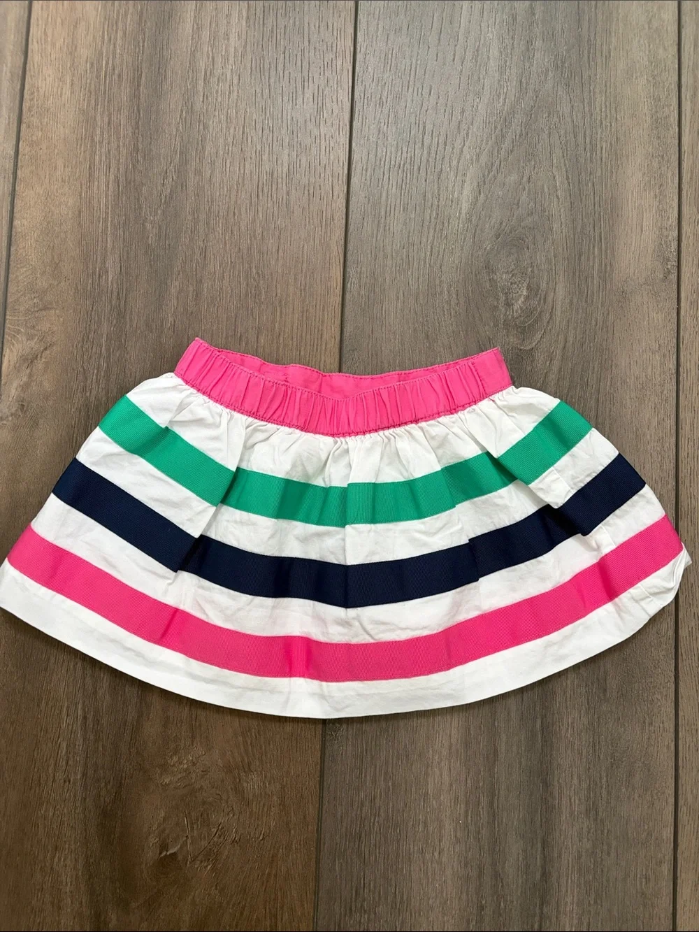 Gymboree Girls Striped Skirt in Pink, Green, Navy & White